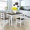 Walnut- White 5 Piece Solid Wood Dining Set for Small Kitchen and Dining Room